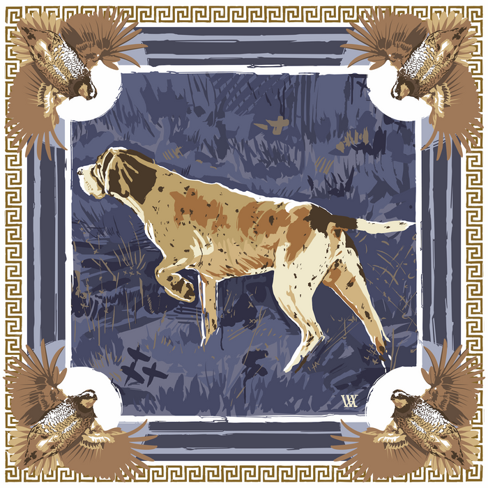 Navy Pointing Strong Framed Scarf Print