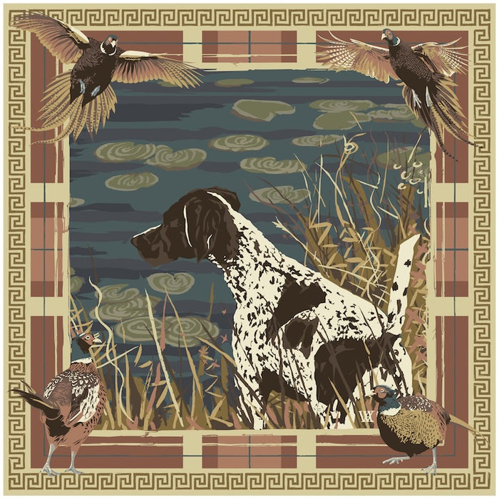 Navy & Wine Pheasant Watch Silk Scarf