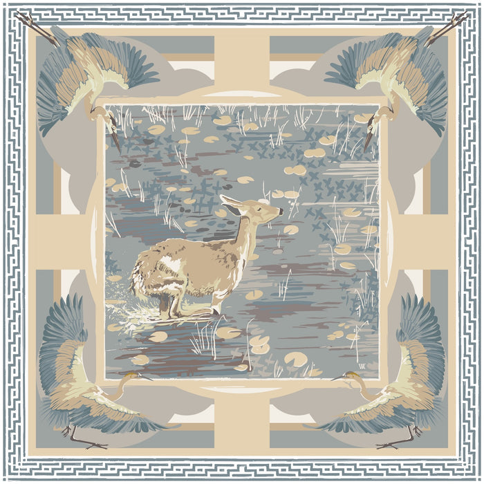 Neutral Lily Pad Doe Silk Scarf