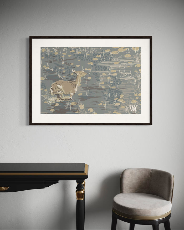 Neutral Lilypad Doe | Austin Williams Art | austinwilliamsart.com