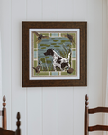 Olive Pheasant Watch Framed Scarf Print