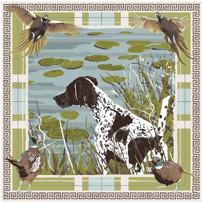 Olive Pheasant Watch Framed Scarf Print