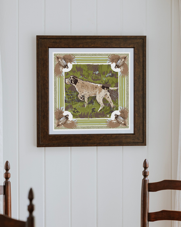 Olive Pointing Strong Framed Scarf Print