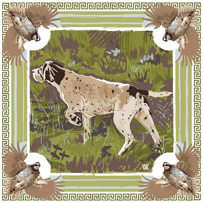 Olive Pointing Strong Framed Scarf Print