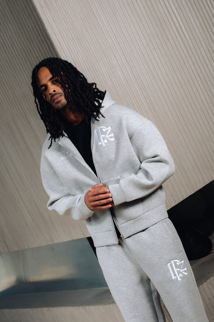Origin Boxy Scuba Full Zip Hood - Grey Marl