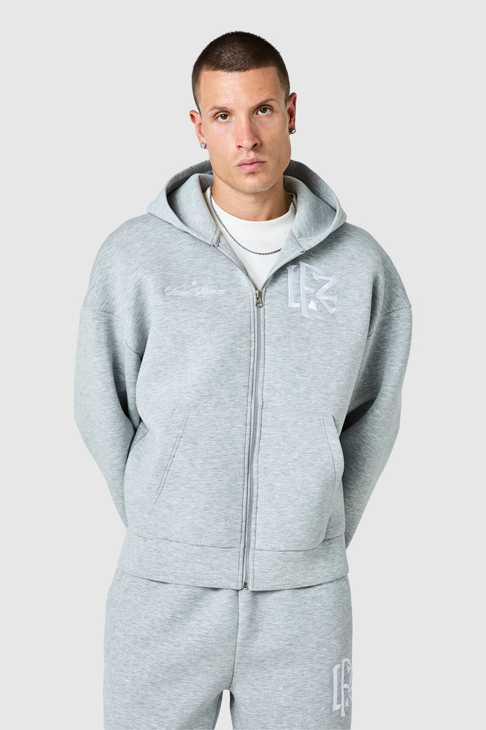 Origin Boxy Scuba Full Zip Hood - Grey Marl