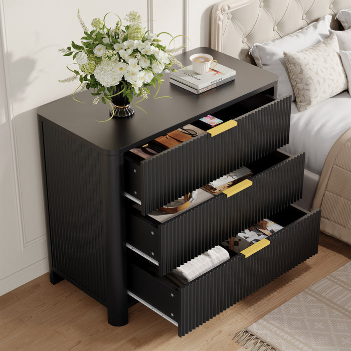 Oversized Nightstand, 31.5" Wide Bedside Table with 3 Drawers for Bedroom