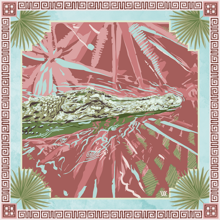 Pink Ocmulgee Gator Framed Scarf Print