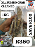 PROMO X-LARGE CLEANED ORANGE CRAB 1KG - PRE COOKED/BLANCHED WITH CLAWS