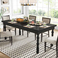 Wood Dining Table, 62” Kitchen Table with Carved Turned Legs for 4-6 People Tribesigns