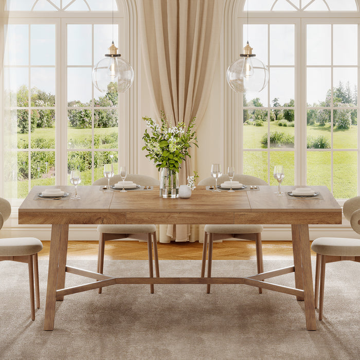 Rectangle Dining Table, 70.9" Kitchen Table with Reinforced Legs for 6-8