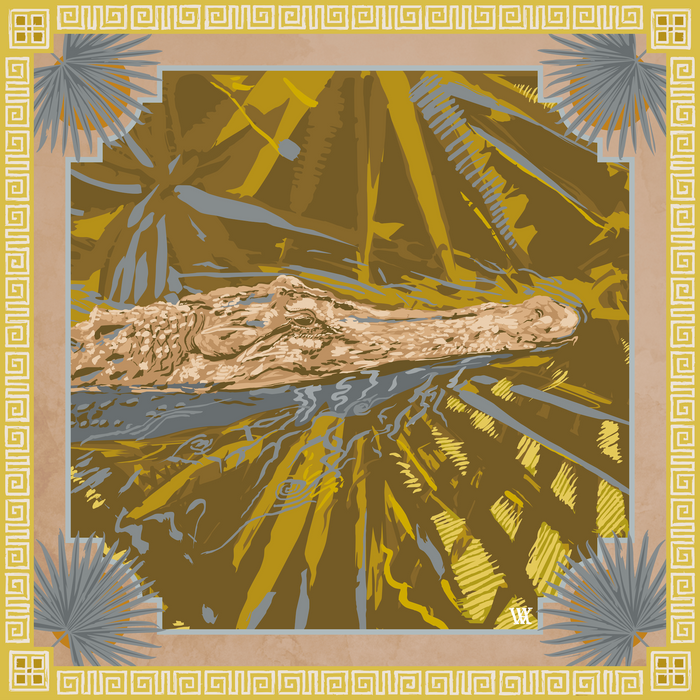 Rose Gold Ocmulgee Gator Framed Scarf Print