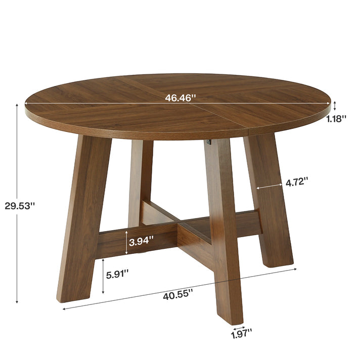 Round Dining Table for 4-6, 47" Kitchen Table with Reinforced Cross Brace