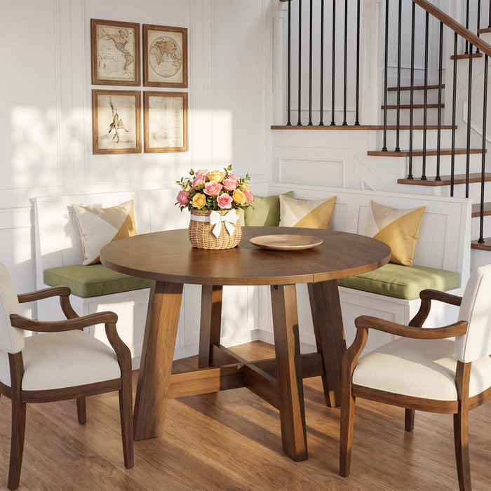 Round Dining Table for 4-6, 47" Kitchen Table with Reinforced Cross Brace
