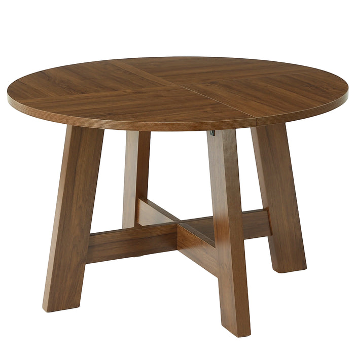 Round Dining Table for 4-6, 47" Kitchen Table with Reinforced Cross Brace