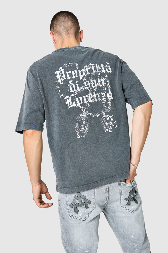 San Lorenzo T Shirt - Black Acid Wash