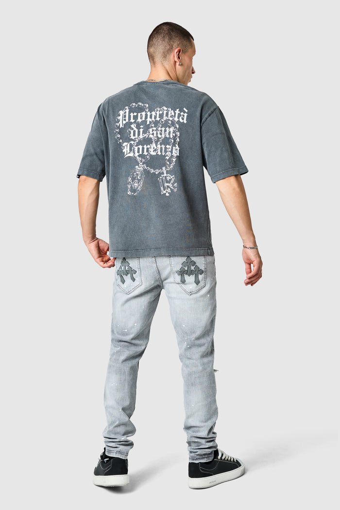 San Lorenzo T Shirt - Black Acid Wash