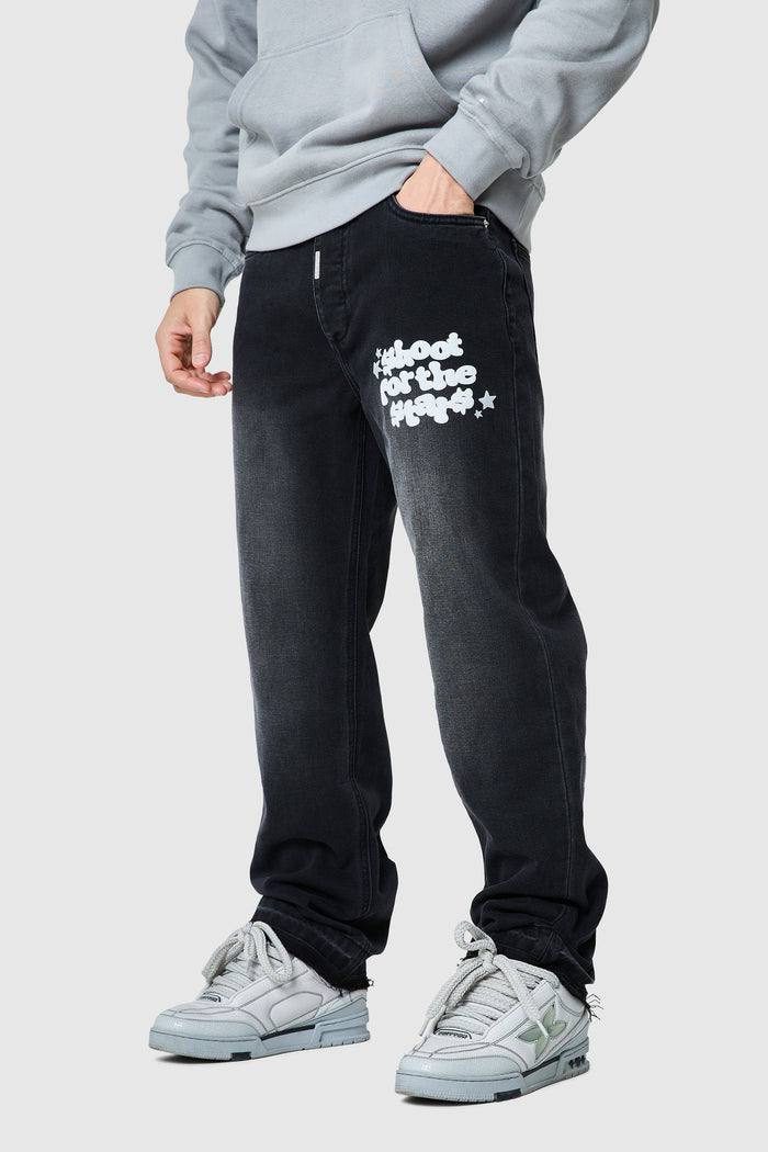 Shoot For The Stars Relaxed Jean - Black