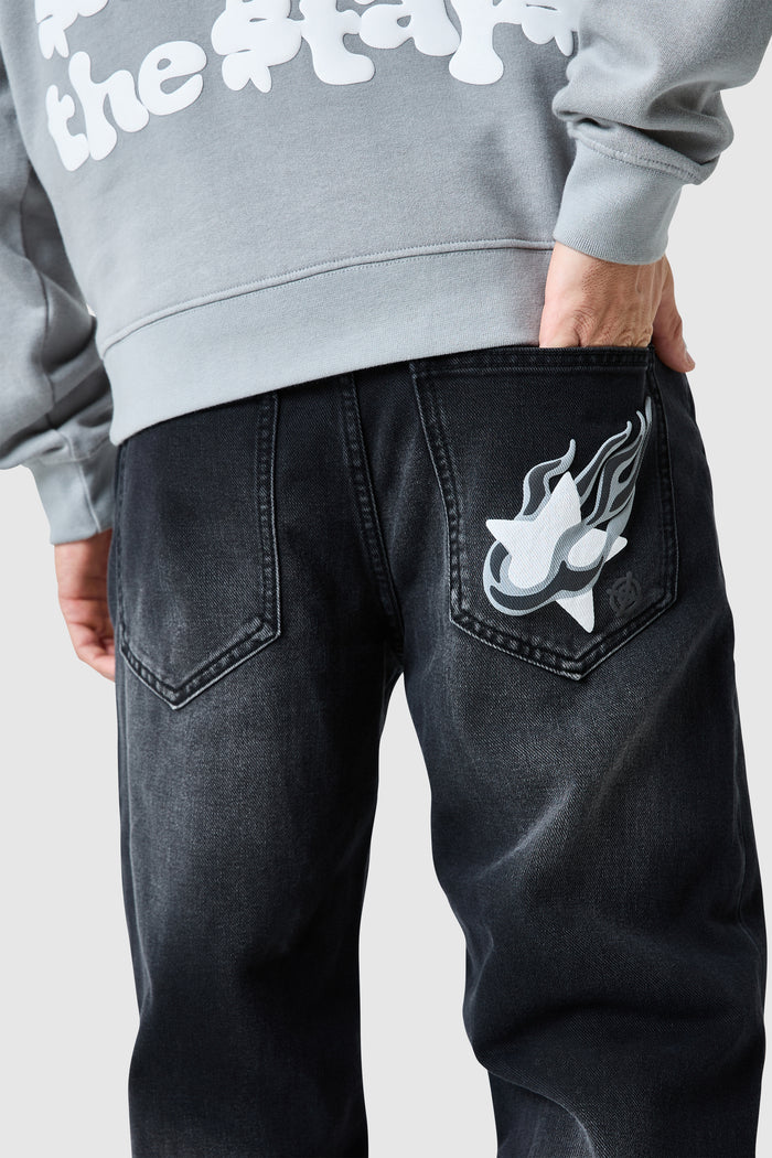 Shoot For The Stars Relaxed Jean - Black