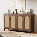 Sideboard Buffet Set of 2, Accent Rattan Storage Cabinet with Doors