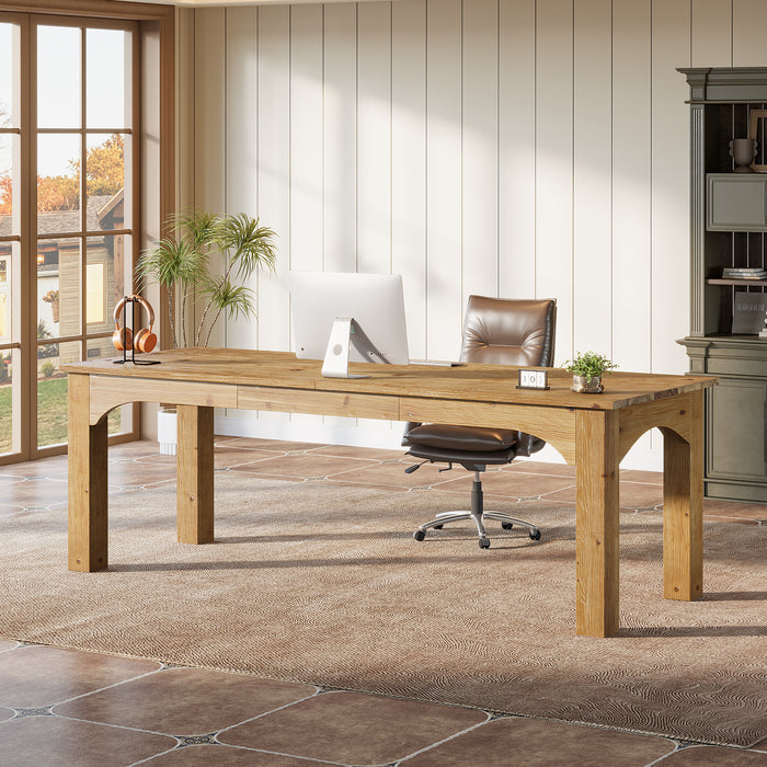 Solid Wood 2-Person Desk, 79" Long Computer Desk Double Writing Table