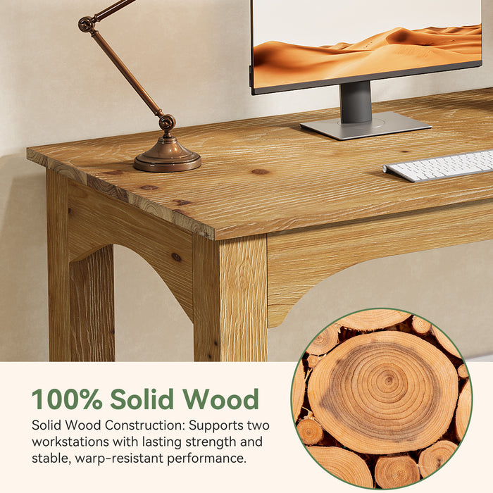 Solid Wood 2-Person Desk, 79" Long Computer Desk Double Writing Table