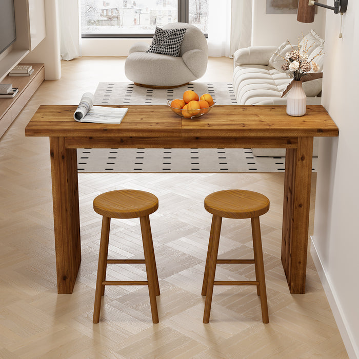 Solid Wood Bar Table, 63" Counter Height Pub Table with Sturdy Base