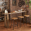 Solid Wood Bar Table with Curved Wave Legs, 70.9" Counter Height Pub Table for Kitchen
