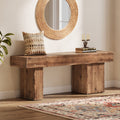 Solid Wood Bench, 47" Farmhouse Entryway Bench with Artistic Legs