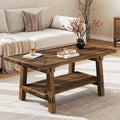 Solid Wood Coffee Table with 2-Tier Storage