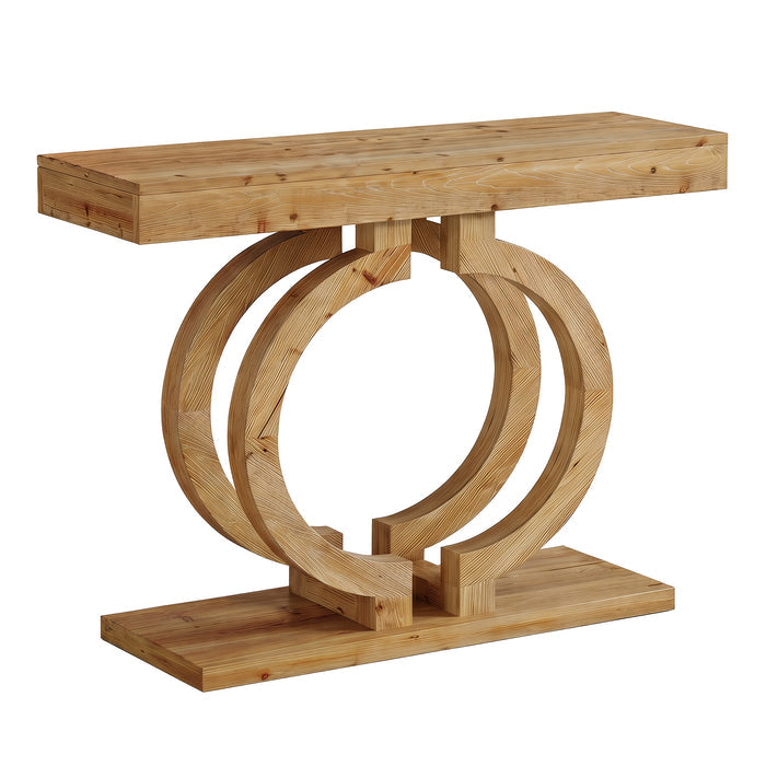 Solid Wood Console Table, 43.3" Entryway Sofa Table with Double-Circle Base for Hallway