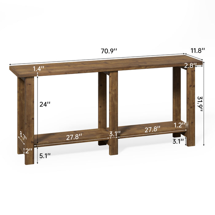 Solid Wood Console Table,  70.9" Sofa Table Behind Couch for Entryway