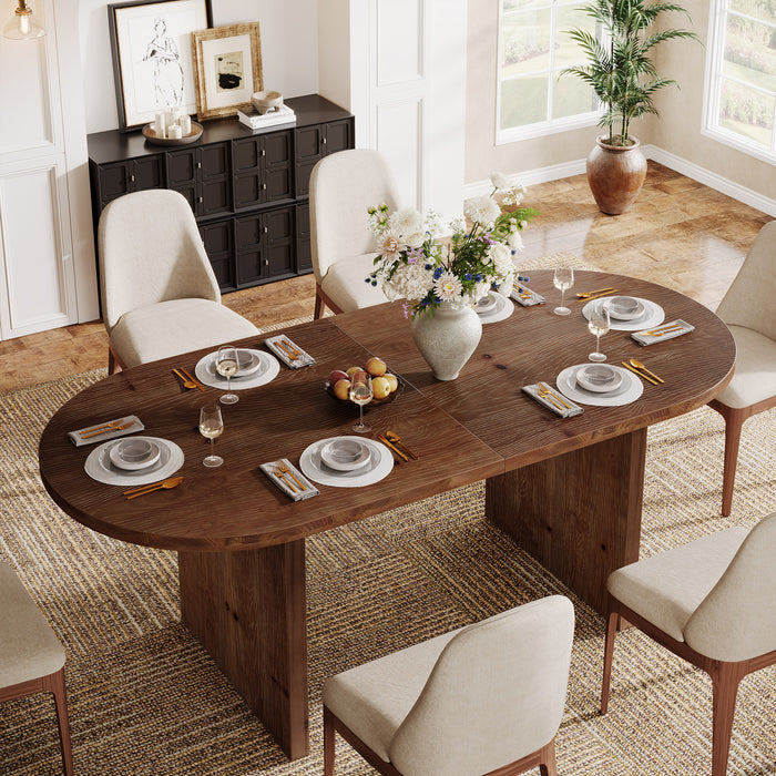 Solid Wood Dining Table, 63" Oval  Kitchen Dinner Table for 4-6