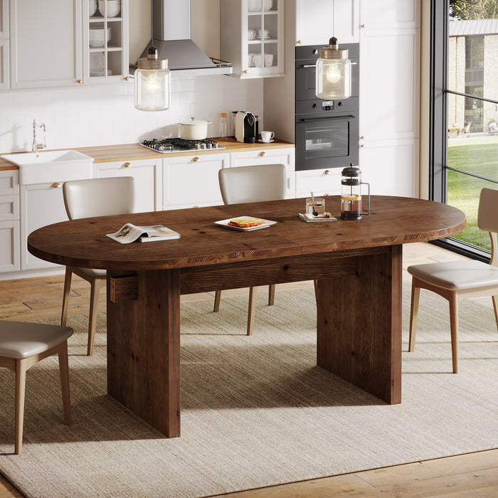 Solid Wood Dining Table, 63" Oval  Kitchen Dinner Table for 4-6
