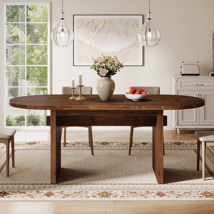 Solid Wood Dining Table, 63" Oval  Kitchen Dinner Table for 4-6