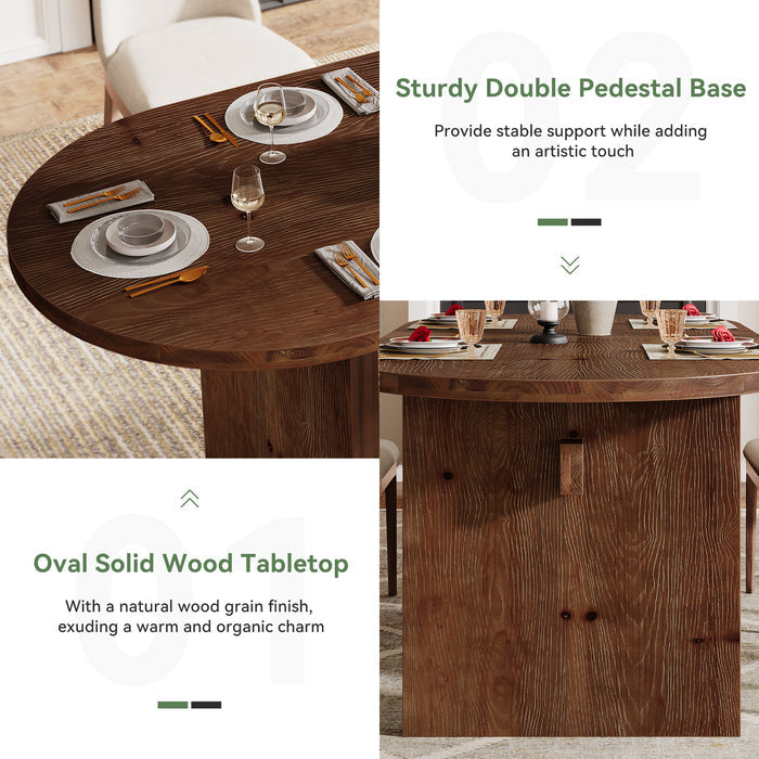 Solid Wood Dining Table, 63" Oval  Kitchen Dinner Table for 4-6
