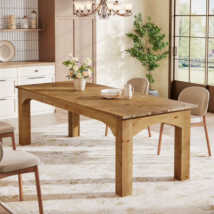 Solid Wood Dining Table, 78.7" Rectangular Kitchen Table for 6-8 People