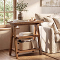Solid Wood End Table, 3-Tier Side Table Farmhouse Accent Table for Small Spaces
