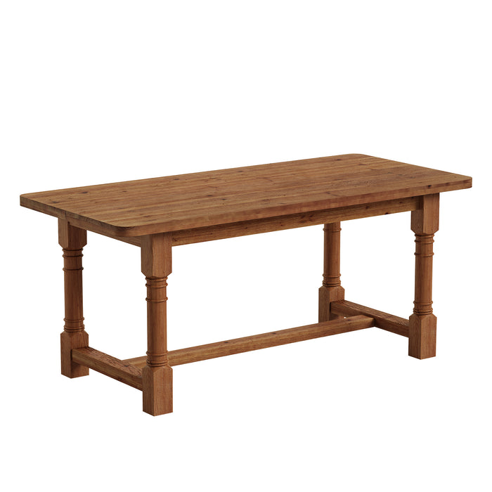 Solid Wood Executive Desk, 63" Rectangular Computer Desk with Trestle Base for Home Office