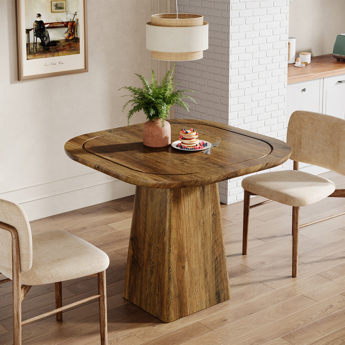 Square Dining Table for 2-4, 31.5" Kitchen Table with Heavy-Duty Pedestal Base