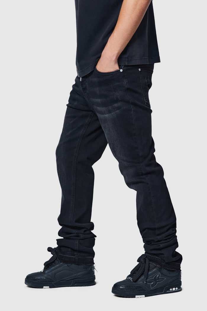Stacked Jean - Black Stone Wash