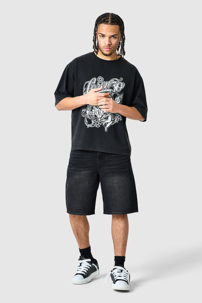 Staples Jort - Black Denim