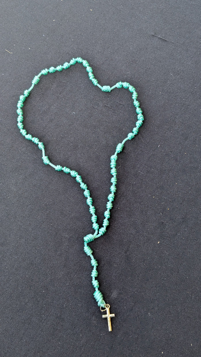 Teal, Knotted Rosary, small