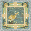Teal Lily Pad Doe - Double-Sided Silk Scarf | austinwilliamsart.com