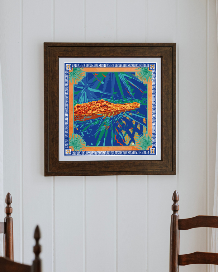 The Swamp Ocmulgee Gator Framed Scarf Print