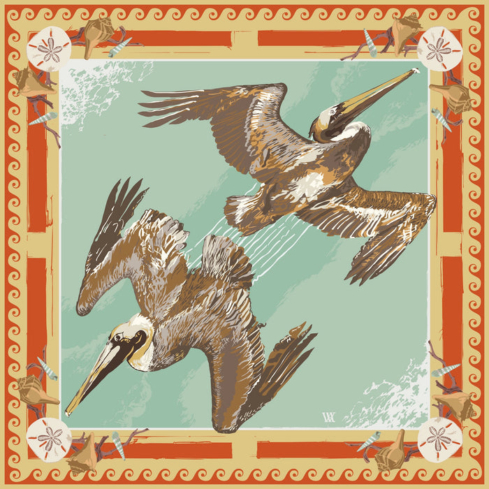Tomato Tide Diver Silk Scarf