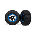 TRAXXAS TYRE & WHEEL GLUED (SCT SS BLK/BLUE 4WD)