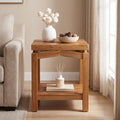 Tribesigns 19.7-Inch Solid Wood Side Table with 2-Tier Storage Shelf, Small Square End Table for Living Room Bedroom and Small Spaces