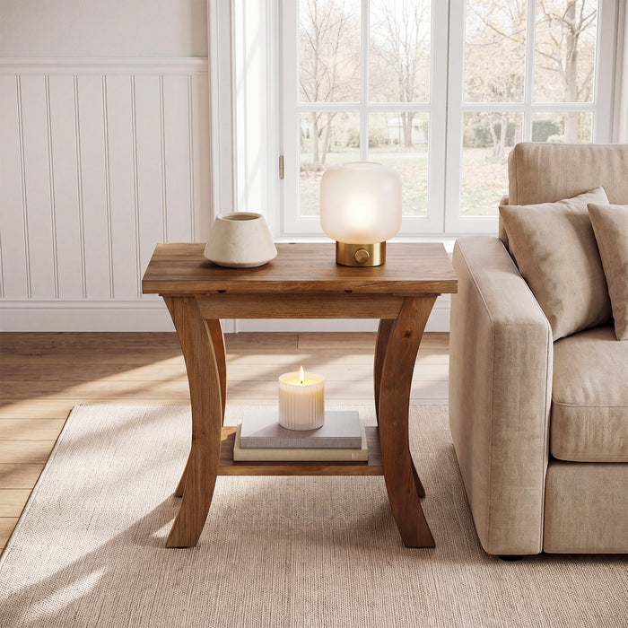 Tribesigns 23.6-Inch Solid Wood Side Table with Lower Shelf, Farmhouse End Table for Living Room