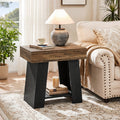 Tribesigns 23.62” Small 2-Tier End Table with Storage Shelf, Two-Tone Farmhouse Side Table
